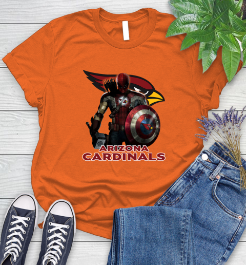 NFL Captain America Thor Spider Man Hawkeye Avengers Endgame Football Arizona Cardinals Women's T-Shirt 4