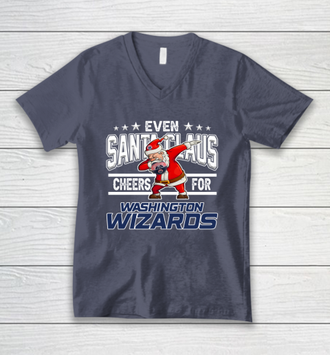 Washington Wizards Even Santa Claus Cheers For Christmas NBA V-Neck T-Shirt 7