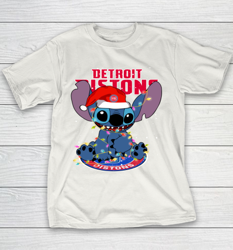 Detroit Pistons NBA noel stitch Basketball Christmas Youth T-Shirt