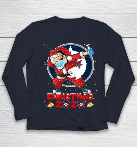 Winnipeg Jets Funny Santa Claus Dabbing Christmas 2020 NHL Youth Long Sleeve 2