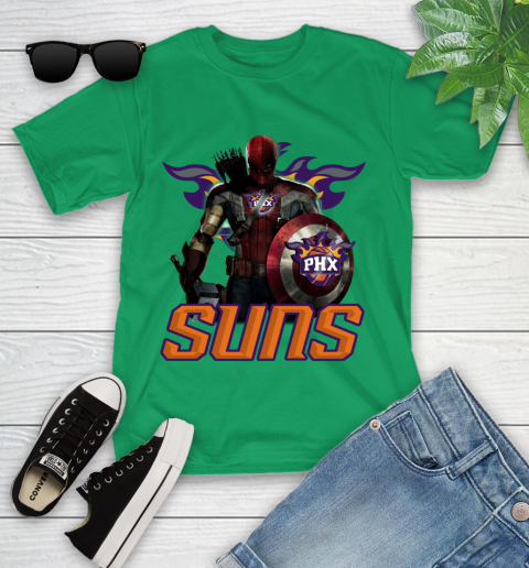 Phoenix Suns NBA Basketball Captain America Thor Spider Man Hawkeye Avengers Youth T-Shirt 6