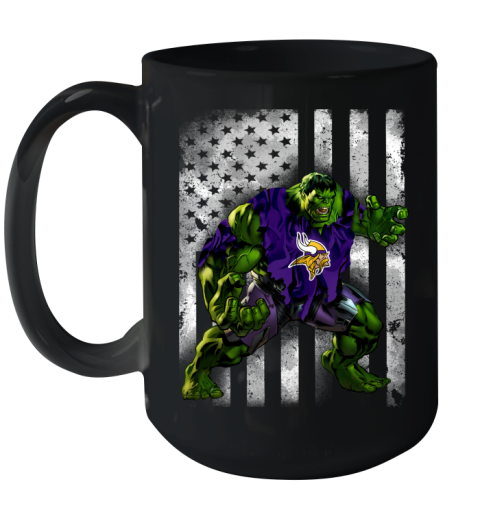 Minnesota Vikings Hulk Marvel Avengers NFL Football American Flag Ceramic Mug 15oz