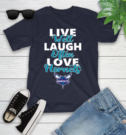 NBA Basketball Charlotte Hornets Live Well Laugh Often Love Shirt Youth T-Shirt 2