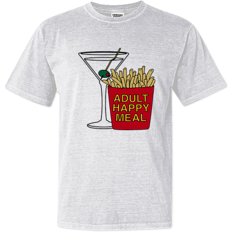 Adult Happy Meal Martini And Fries Dyed Heavyweight T-Shirt
