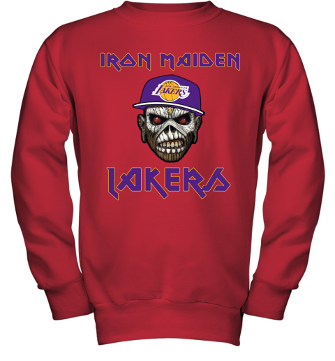 jsd3 nba los angeles lakers iron maiden rock band music basketball youth sweatshirt 47 front red