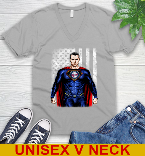 MLB Baseball Minnesota Twins Superman DC Shirt V-Neck T-Shirt 3