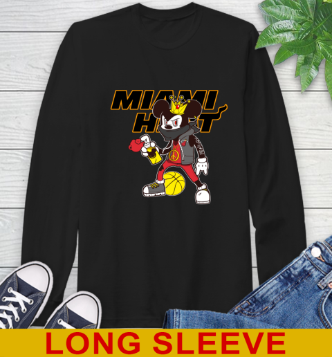 Miami Heat NBA Basketball Mickey Peace Sign Sports Long Sleeve T-Shirt 2