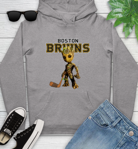 Boston Bruins NHL Hockey Groot Marvel Guardians Of The Galaxy Youth Hoodie 6
