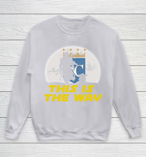 Kansas City Royals MLB Baseball Star Wars Yoda And Mandalorian This Is The Way Youth Sweatshirt 3