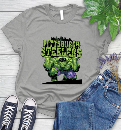 Pittsburgh Steelers NFL Football Incredible Hulk Marvel Avengers Sports Women's T-Shirt 10