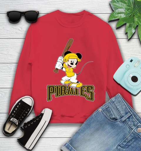 MLB Baseball Pittsburgh Pirates Cheerful Mickey Mouse Shirt Youth Sweatshirt 8