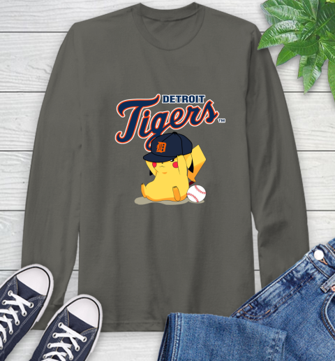 MLB Pikachu Baseball Sports Detroit Tigers Long Sleeve T-Shirt 8