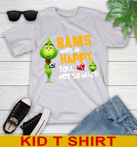 NFL Los Angeles Rams Makes Me Happy You Not So Much Grinch Football Sports Youth T-Shirt 4