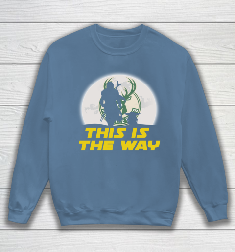 Milwaukee Bucks NBA Basketball Star Wars Yoda And Mandalorian This Is The Way Sweatshirt 6