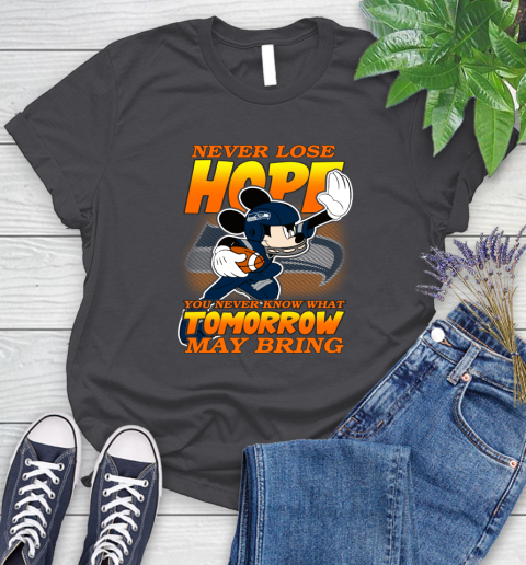 Seattle Seahawks NFL Football Mickey Disney Never Lose Hope Women's T-Shirt 8