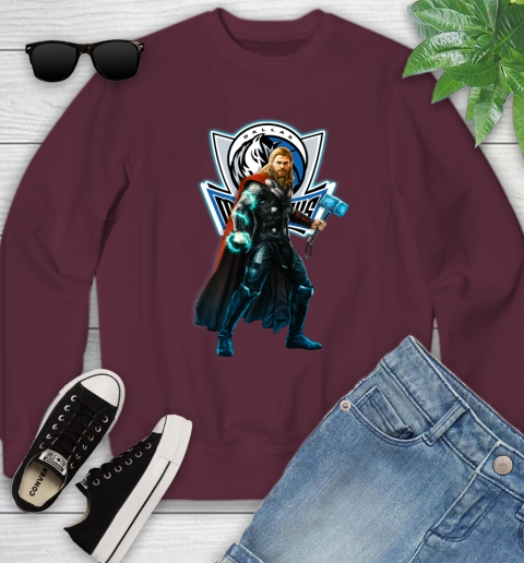 NBA Thor Avengers Endgame Basketball Dallas Mavericks Youth Sweatshirt 5