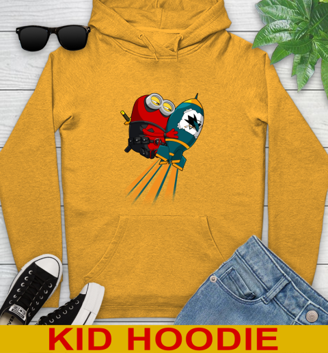 NHL Hockey San Jose Sharks Deadpool Minion Marvel Shirt Youth Hoodie 2