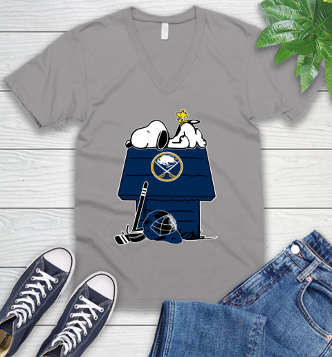 Buffalo Sabres NHL Hockey Snoopy Woodstock The Peanuts Movie V-Neck T-Shirt 4