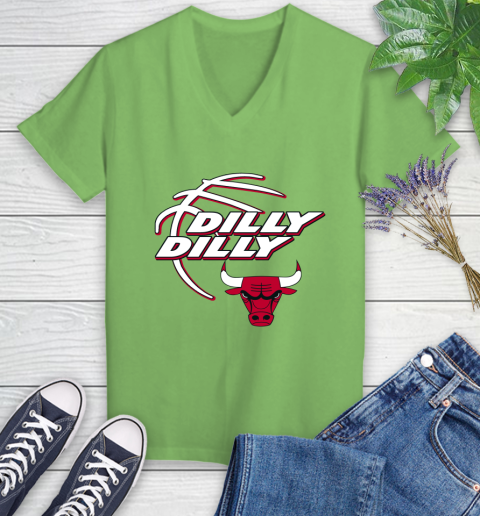 NBA Chicago Bulls Dilly Dilly Basketball Sports Women's V-Neck T-Shirt 11