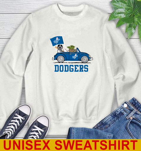 MLB Baseball Los Angeles Dodgers Darth Vader Baby Yoda Driving Star Wars Shirt Sweatshirt
