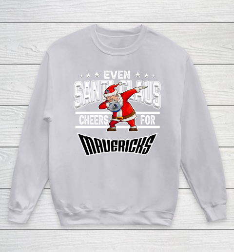 Dallas Mavericks Even Santa Claus Cheers For Christmas NBA Youth Sweatshirt 3