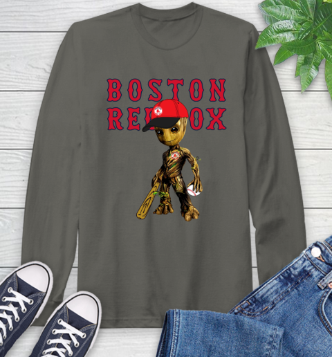 MLB Boston Red Sox Groot Guardians Of The Galaxy Baseball Long Sleeve T-Shirt 8