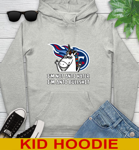 Tennessee Titans NFL Football Unicorn I'm Not Anti Hater I'm Anti Bullshit Youth Hoodie