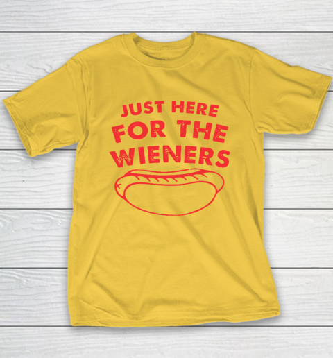 Just Here For The Wieners Funny 4th Of July Youth T-Shirt 4