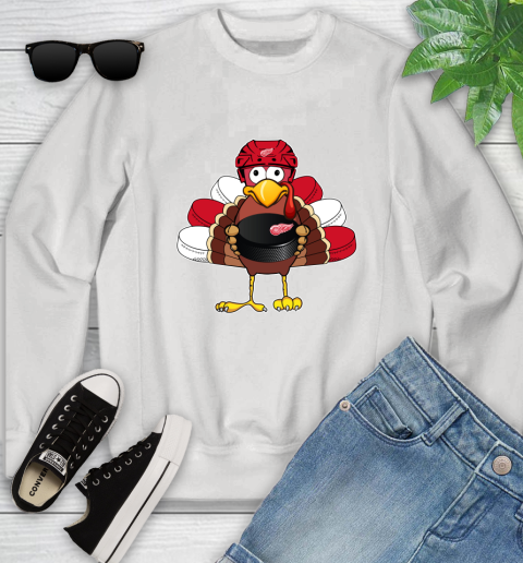 Detroit Red Wings Turkey Thanksgiving Day Youth Sweatshirt