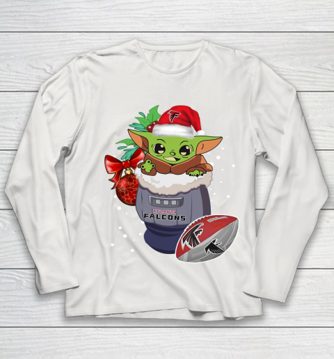 Atlanta Falcons Christmas Baby Yoda Star Wars Funny Happy NFL Youth Long Sleeve 11