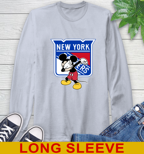 New York Rangers NHL Hockey Dabbing Mickey Disney Sports Long Sleeve T-Shirt 6