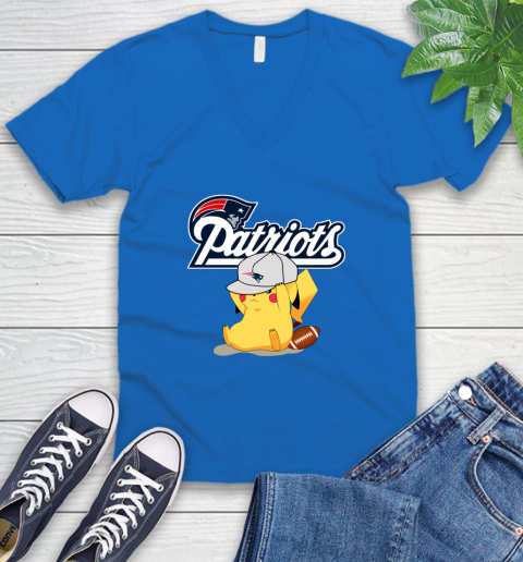 NFL Pikachu Football Sports New England Patriots V-Neck T-Shirt 6