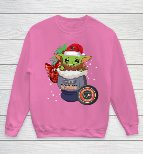 Philadelphia Flyers Christmas Baby Yoda Star Wars Funny Happy NHL Youth Sweatshirt 7