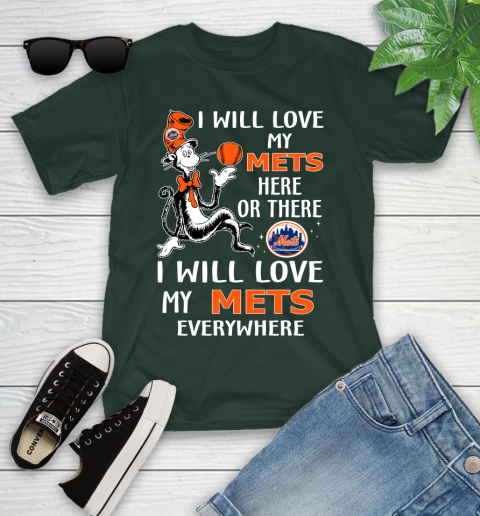 MLB Baseball New York Mets I Will Love My Mets Everywhere Dr Seuss Shirt Youth T-Shirt 4