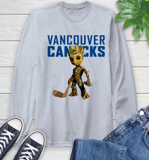 Vancouver Canucks NHL Hockey Groot Marvel Guardians Of The Galaxy Long Sleeve T-Shirt 6