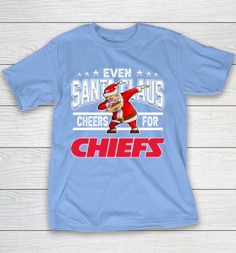 Kansas City Chiefs Even Santa Claus Cheers For Christmas NFL Youth T-Shirt 8