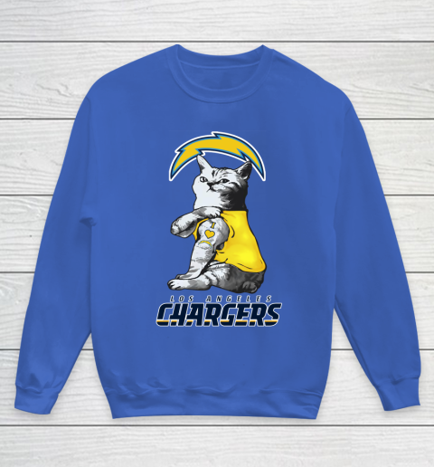 NFL Football My Cat Loves Los Angeles Chargers Youth Sweatshirt 6