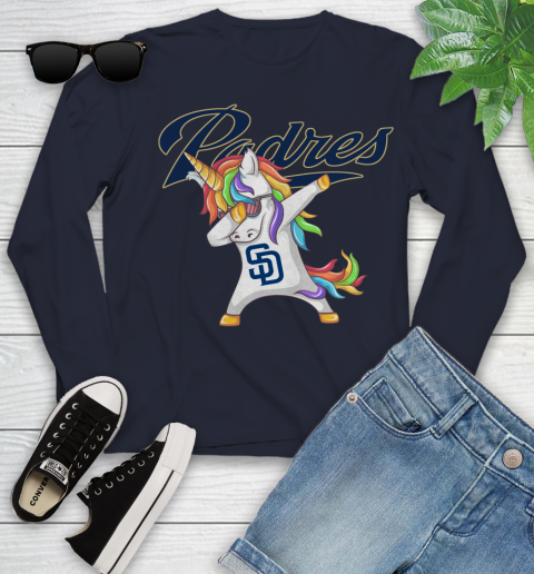 San Diego Padres MLB Baseball Funny Unicorn Dabbing Sports Youth Long Sleeve 3