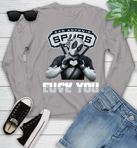 NBA San Antonio Spurs Deadpool Love You Fuck You Basketball Sports Youth Long Sleeve 5