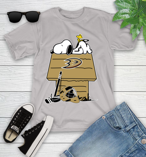Anaheim Ducks NHL Hockey Snoopy Woodstock The Peanuts Movie Youth T-Shirt 12