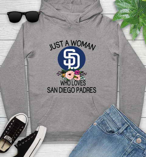 MLB Just A Woman Who Loves San Diego Padres Baseball Sports Youth Hoodie 4