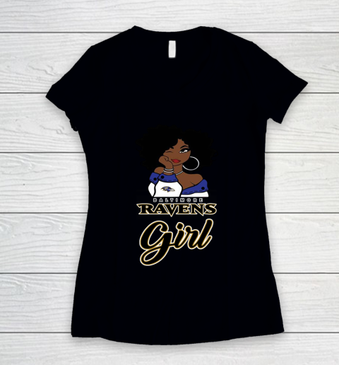 Baltimore Ravens Girl NFL Women's V-Neck T-Shirt