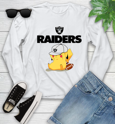 NFL Pikachu Football Sports Oakland Raiders Youth Long Sleeve