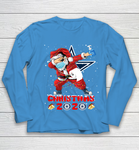 Dallas Cowboys Funny Santa Claus Dabbing Christmas 2020 NFL Youth Long Sleeve 5