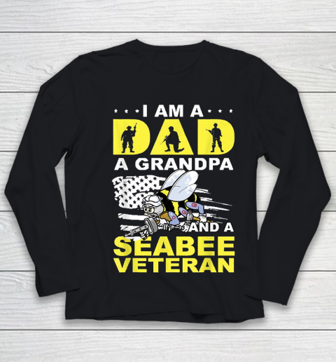 Grandpa Funny Gift Apparel  I'm A Dad A Grandpa And Navy Seabee Veteran Youth Long Sleeve
