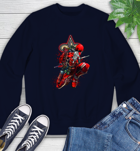 NFL Deadpool Marvel Comics Sports Football New Orleans Saints Sweatshirt 3