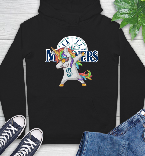 Seattle Mariners MLB Baseball Funny Unicorn Dabbing Sports Hoodie 2