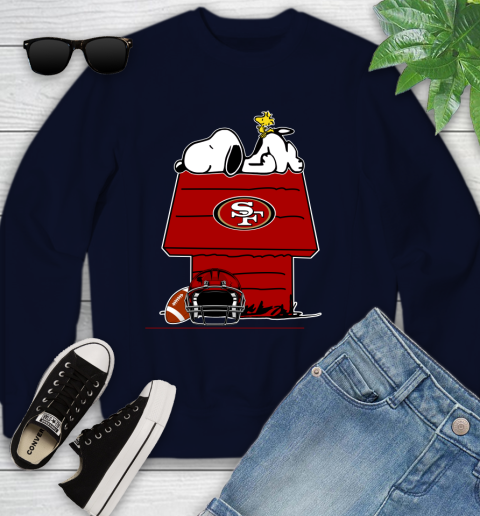 San Francisco 49ers NFL Football Snoopy Woodstock The Peanuts Movie Youth Sweatshirt 3