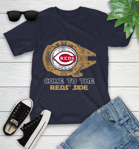 MLB Come To The Cincinnati Reds Side Star Wars Baseball Sports Youth T-Shirt 2