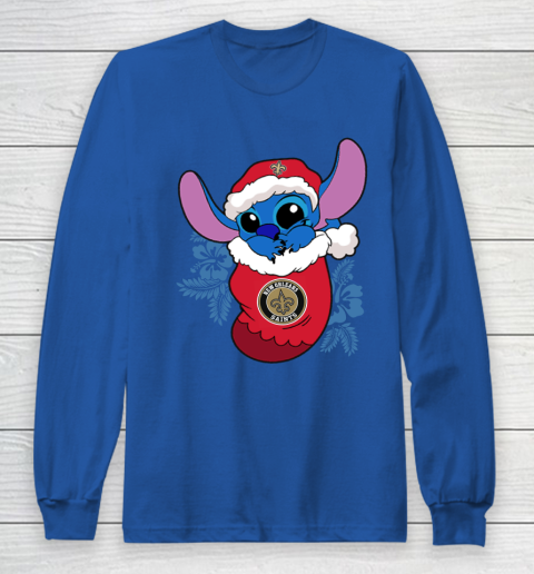 New Orleans Saints Christmas Stitch In The Sock Funny Disney NFL Long Sleeve T-Shirt 9